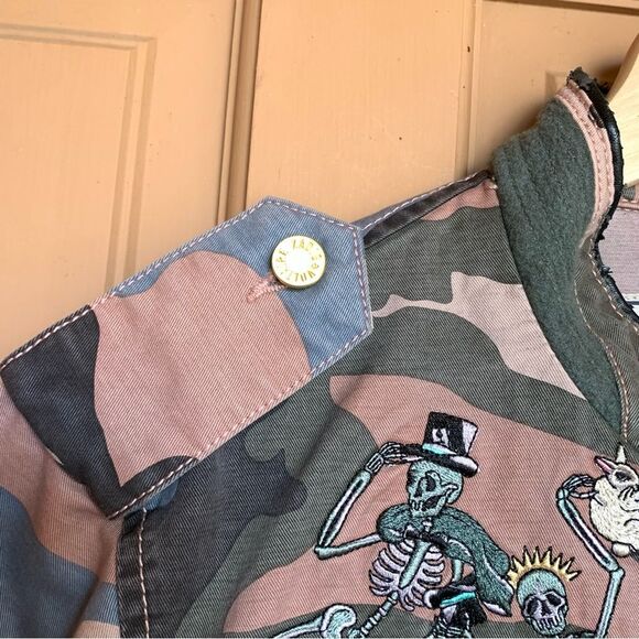 ZADIG & VOLTAIRE Kavy Camou Brode Jacket Green Camo Skull Embroidery Bomber Wool - Picture 10 of 16